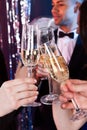 Friends Toasting Champagne At Nightclub Royalty Free Stock Photo