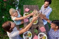 Friends toasting outdoors Royalty Free Stock Photo