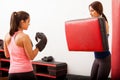 Friends training box at a gym Royalty Free Stock Photo