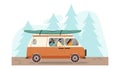 Friends travel in camper vector concept