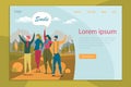 Friends Travel Together Flat Landing Page Template