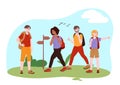 Friends traveling outdoor vector concept