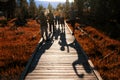Friends visit Yellowstone at autumn