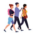 Friends walking cartoon Royalty Free Stock Photo