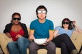 Friends Watching 3d Tv Royalty Free Stock Photo