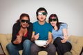 Friends Watching 3d Tv Royalty Free Stock Photo