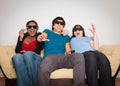 Friends Watching 3d Tv Royalty Free Stock Photo