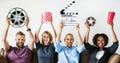 Friends watching movie together indoors Royalty Free Stock Photo