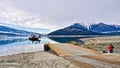 Friends wating for ferry boat. Royalty Free Stock Photo