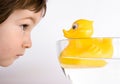 Friendship, boy and duck