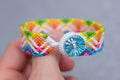 Friendship bracelet with beautiful colourful gradient Royalty Free Stock Photo