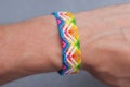 Friendship bracelet with beautiful colourful gradient Royalty Free Stock Photo