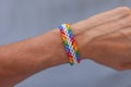 Friendship bracelet with beautiful colours Royalty Free Stock Photo