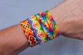Friendship bracelets with beautiful colour gradients Royalty Free Stock Photo