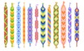 Friendship bracelets. Diy hippy bracelet, craft jewelry wristband of brotherhood unity amity, thread colorful pattern