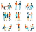 Friendship brotherhood flat vector icons set Royalty Free Stock Photo