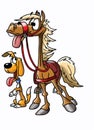 Friendship between a cartoon horse and a dog vector Royalty Free Stock Photo