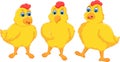 Friendship of chicken cartoon standing with smile happiness Royalty Free Stock Photo