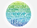 Friendship circle word cloud Royalty Free Stock Photo