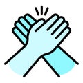 Friendship cohesion hands icon, outline style