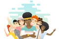 Friendship concept background with group of young friends having fun together Royalty Free Stock Photo