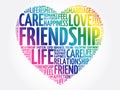 Friendship concept heart word cloud