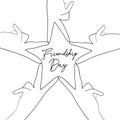 Friendship Day friend group hands star shape card