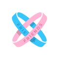 Friendship Day vector isolated flat pinck and blue rubbers friendship bracelets