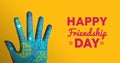 Friendship Day web banner of paper cut hand shape Royalty Free Stock Photo