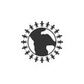 Friendship on Earth, people around the planet icon. Simple glyph vector of friendship set icons for UI and UX, website or mobile