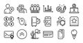 Friendship, Engineering and Survey results line icons set. Vector