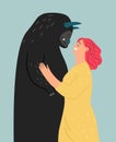 Friendship with fear in the form of a friendly monster. Woman's triumph over her anxiety
