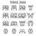 Friendship & Friend icon set in thin line style