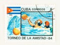 1984 Friendship Games Water Polo Event on Cuban Stamp