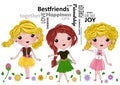 Friendship of girls illustrations