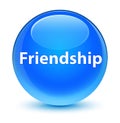 Friendship glassy cyan blue round button