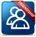 Friendship (group icon) blue square button red ribbon in corner