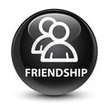 Friendship (group icon) glassy black round button