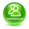 Friendship (group icon) glassy green round button