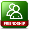 Friendship (group icon) green square button red ribbon in middle