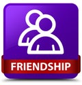 Friendship (group icon) purple square button red ribbon in middle