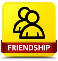 Friendship (group icon) yellow square button red ribbon in middle