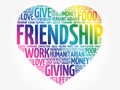 Friendship heart word cloud collage