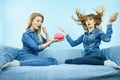 Two women friends thinking Royalty Free Stock Photo