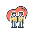 Color illustration icon for Friendship, rapprochement and friends