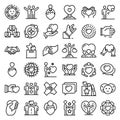 Friendship icons set, outline style