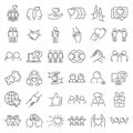 Friendship icons set, outline style