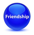 Friendship glassy blue round button