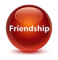 Friendship glassy brown round button