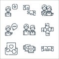 friendship line icons. linear set. quality vector line set such as fist, cheers, love letter, hand gesture, best friends, Royalty Free Stock Photo